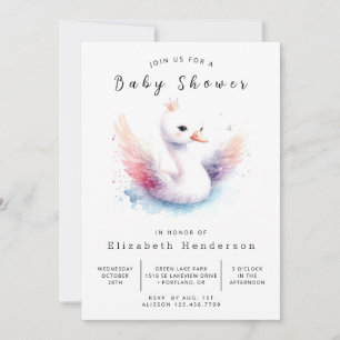 Whimsical Custom Swan Baby Dusche Einladung