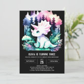 Whimsical Custom Triceratops Geburtstag Einladung (Stehend Vorderseite)