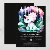 Whimsical Custom Triceratops Geburtstag Einladung (Vorne/Hinten)