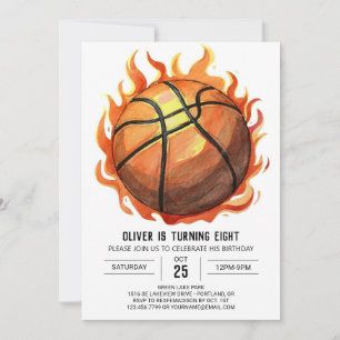 Whimsical Custom Watercolor Basketball Geburtstag Einladung
