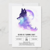 Whimsical Custom Woodland Wolf Geburtstag Einladung (Vorderseite)