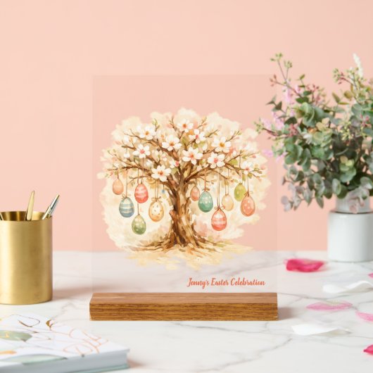 Whimsical Customizable Blooming Tree with Eggs Acrylschild (Hochzeit)