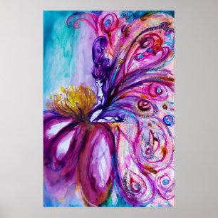 WHIMSICAL CUTE BLUMEN-FEE IN ROSA,GOLD FUNKEN POSTER