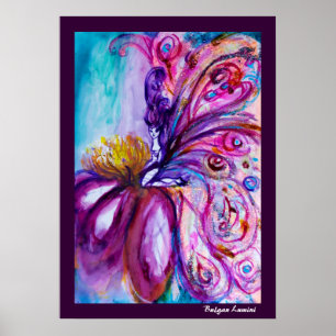 WHIMSICAL CUTE BLUMEN-FEE IN ROSA,GOLD FUNKEN POSTER