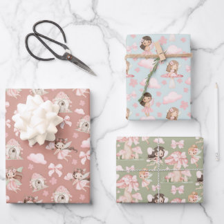 Whimsical Cute Fairy Tale Gift Wrap Set for Girls Geschenkpapier Set