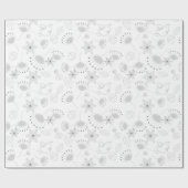 Whimsical Cute Floral and Bird Pattern on White Geschenkpapier (Flach)