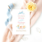Whimsical Cute Pastel Flowers Bow Save the Date