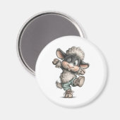 Whimsical Cute Sheep Magnet (Vorderseite/Rückseite)