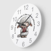 Whimsical Cute Sheep Reading a Book Große Wanduhr (Winkel)