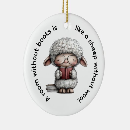 Whimsical Cute Sheep Reading a Book Keramik Ornament (Rechts)