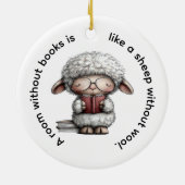 Whimsical Cute Sheep Reading a Book Keramik Ornament (Hinten)