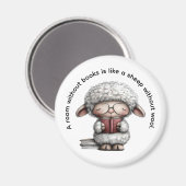 Whimsical Cute Sheep Reading a Book Magnet (Vorderseite/Rückseite)