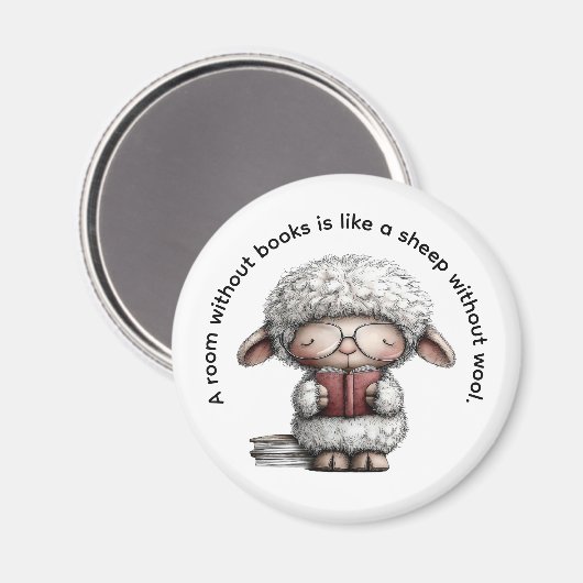 Whimsical Cute Sheep Reading a Book Magnet (Vorderseite/Rückseite)