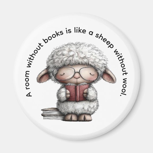 Whimsical Cute Sheep Reading a Book Magnet (Vorne)