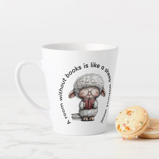 Whimsical Cute Sheep Reading a Book Milchtasse (Beispiel)