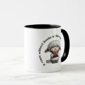 Whimsical Cute Sheep Reading a Book Tasse (VorderseiteRechts)