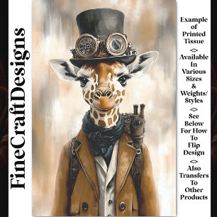 Whimsical Cute Steampunk-Giraffe AC2-Decoupage Seidenpapier