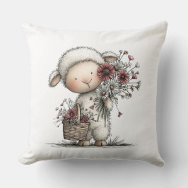 Whimsical Cute Watercolor Sheep Kissen