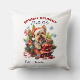 Whimsical Cute Yorkie Christmas Throw Pillow Kissen