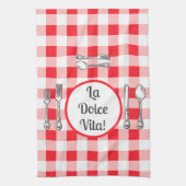 Whimsical Cutlery Dolce Vita Red Check  Geschirrtuch (Vertikal)