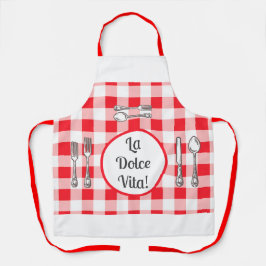 Whimsical Cutlery Dolce Vita Red Check Unisex Schürze