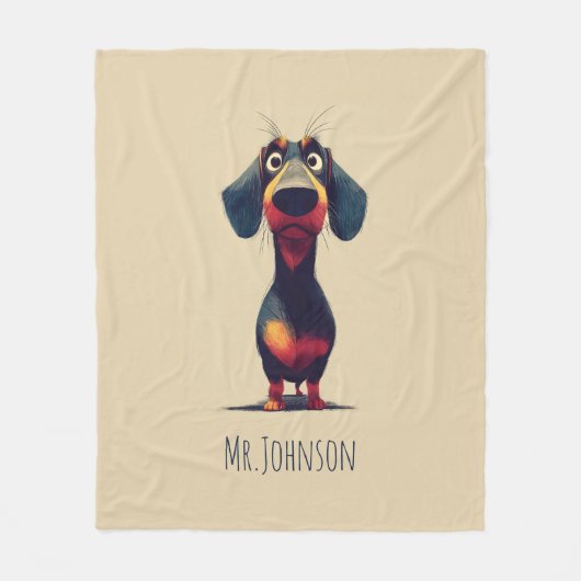  Whimsical Dachshund Character Illustration Fleecedecke (Vorderseite)
