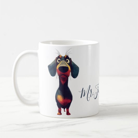  Whimsical Dachshund Character Illustration Kaffeetasse (Links)