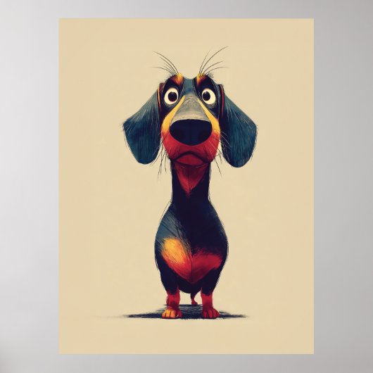  Whimsical Dachshund Character Illustration Poster (Vorne)
