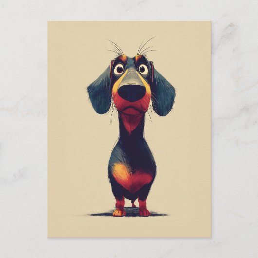 Whimsical Dachshund Character Illustration Postkarte (Vorderseite)