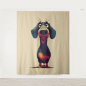  Whimsical Dachshund Character Illustration Wandteppich (Vorderseite)