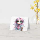 Whimsical Dackel Hello Card Karte (Gelbe Blume)