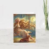 Whimsical Dackel und Girl herunterladbar Karte (Vorderseite)