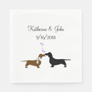 Whimsical Dackel Wedding Paper Napkin Serviette
