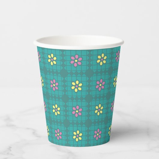 whimsical daiscal floral pattern picknick Kind Pappbecher (Vorderseite)