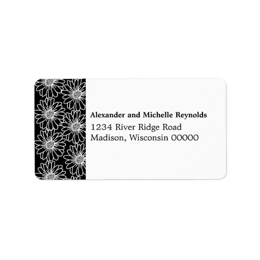 Whimsical Daisical Address Labels, Black Adressaufkleber (Vorne)