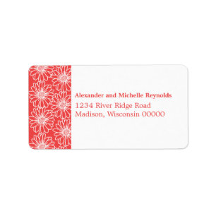 Whimsical Daisical Address Labels, rot Adressaufkleber