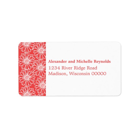 Whimsical Daisical Address Labels, rot Adressaufkleber (Vorne)
