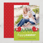 Whimsical Daisical Red Chicks Osterfotokarte Feiertagskarte (Vorne/Hinten)