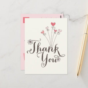 Whimsical Daisies Pink Hearts Geburtstag Vielen Da Postkarte