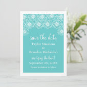 Whimsical Daisies Save the Date einladen, Aqua (Stehend Vorderseite)