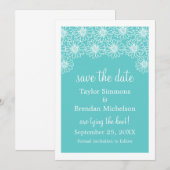 Whimsical Daisies Save the Date einladen, Aqua (Vorne/Hinten)