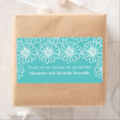Whimsical Daisies Wedding Labels, Aqua (Insitu)