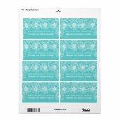 Whimsical Daisies Wedding Labels, Aqua (Vorne)
