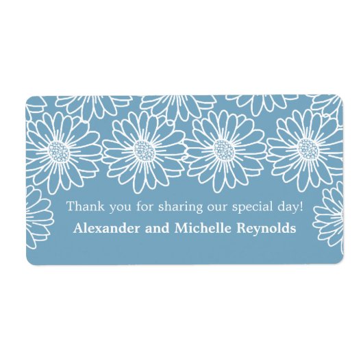 Whimsical Daisies Wedding Labels, blau (Vorne)