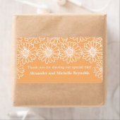 Whimsical Daisies Wedding Labels, Orange (Insitu)