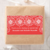 Whimsical Daisies Wedding Labels, Red (Insitu)