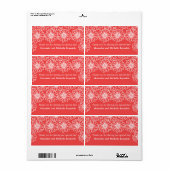 Whimsical Daisies Wedding Labels, Red (Vorne)