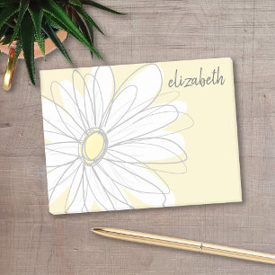 Whimsical Daisy - add your name yellow gray Post-it Klebezettel