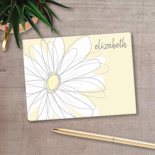 Whimsical Daisy - add your name yellow gray Post-it Klebezettel