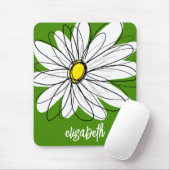 Whimsical Daisy - avocado green trendy script name Mousepad (Mit Mouse)